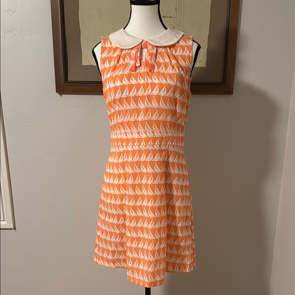 ModCloth Orange Dress with Sailboat Pattern